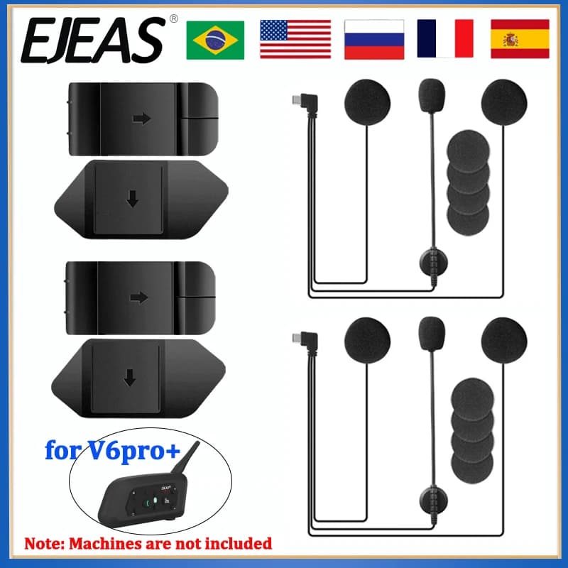 EJEAS V6 PRO + casco moto auricolare auricolare microfono altoparlante Type-C con nuovo stile Clip di montaggio nastro biadesivo regalo