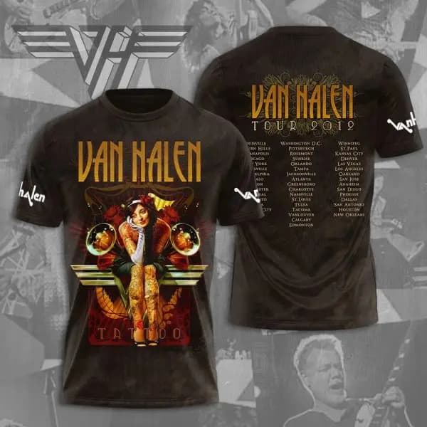 Rock Van Halen T-shirt Estate 3D Stampa Tees Uomo Donna Hip Hop Tendenza Manica corta T Shirt Street Allentato Casual Oversize Y2k Top