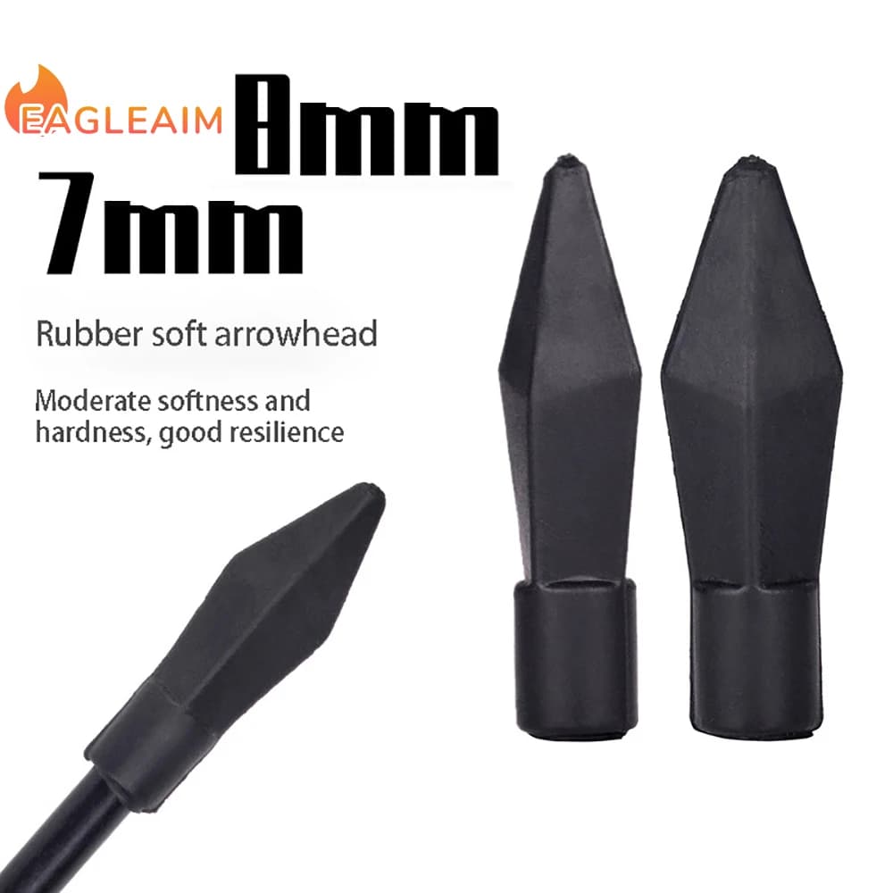 10PCS Soft Rubber Practice Archery Arrowhead Glue On Target Arrow Tips For Archery CS Shooting Archery Hunting Game ID7mm 8mm