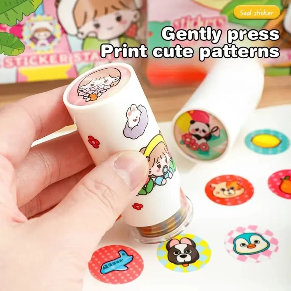 1 Set Children's Reward Stamp Toys Magic Seal Children's Color Sticker Toy Seamless Waterproof Textbook Desk Stamp Stickers