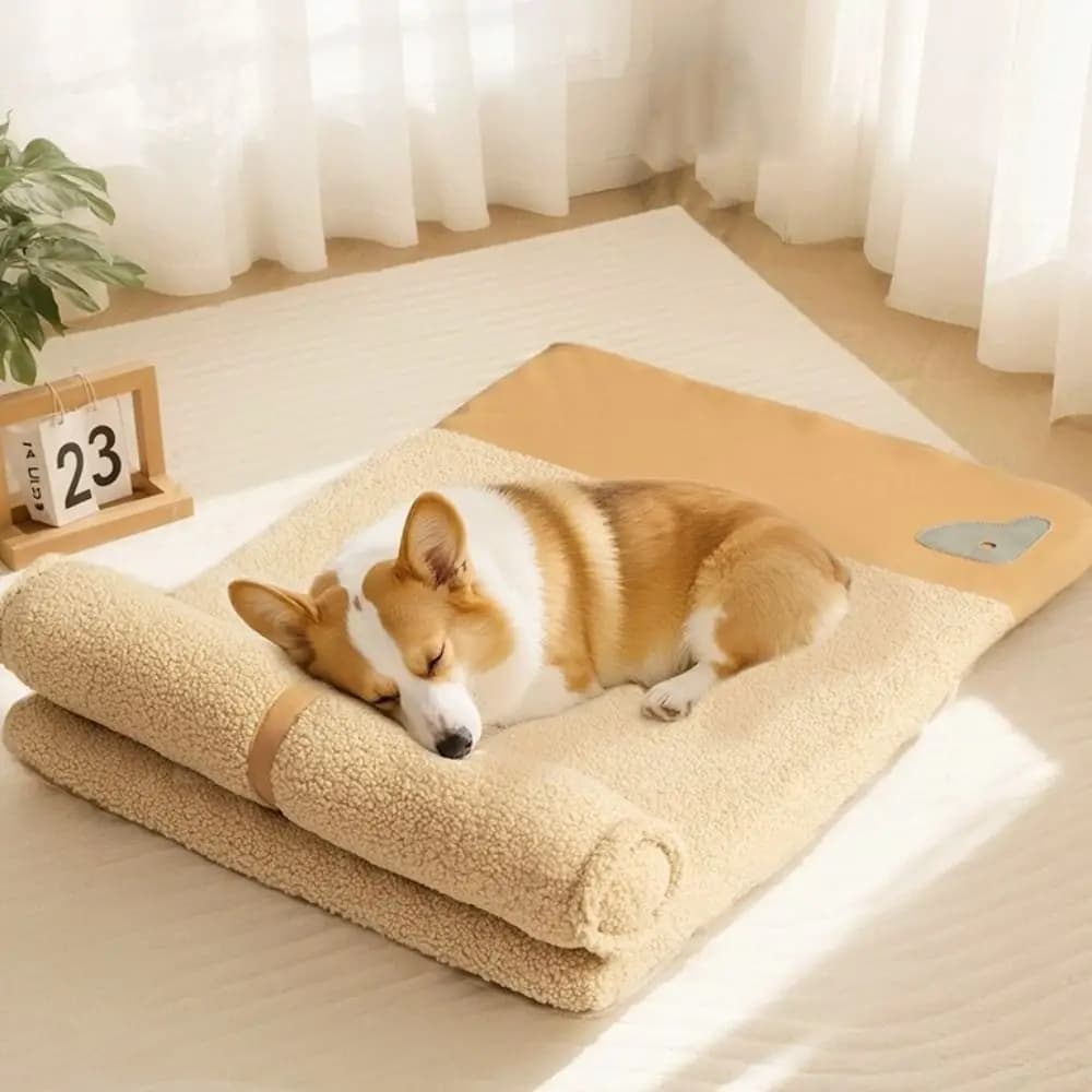 Cuccia per Cani Rimovibile in Peluche, Morbida e Confortevole, con Protezione per il Collo e Cuscino, Tappetino per Cani per Tutte le Stagioni