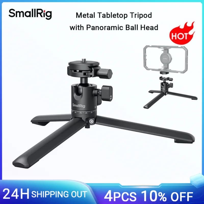 SmallRig Metal Table Tripod with Arca-Swiss quick release plate and panoramic ball head for smartphones with DSLR 4630 action camera