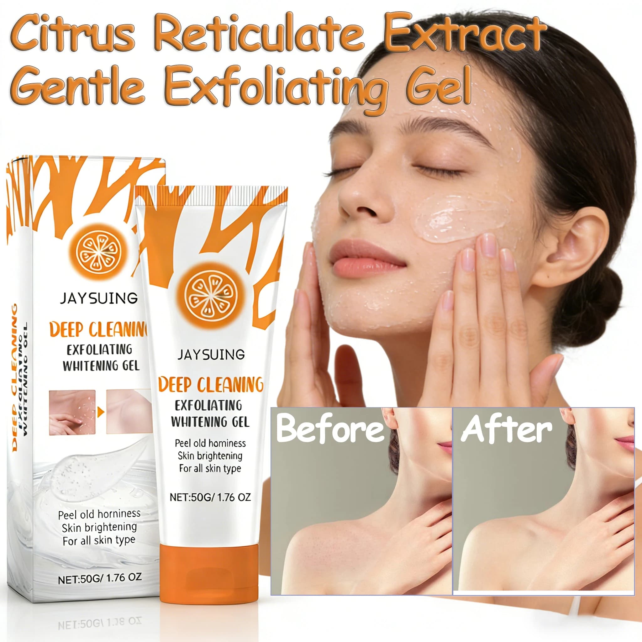 Gel Esfoliante Arancione Rimuovi Macchie Scure Schiarente Peeling Vitamina C Riparatore Scrub Sbiancante Idratante Esfoliante Coreano