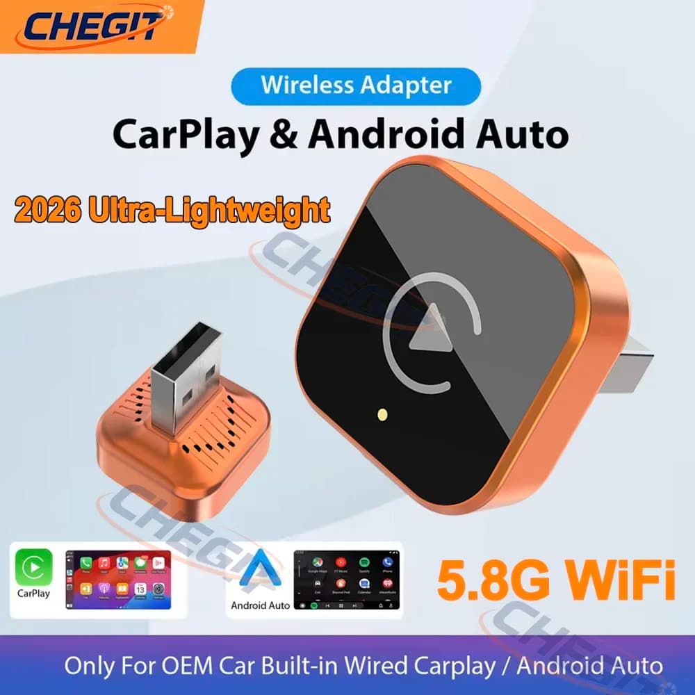 2026 NUOVO Adattatore Wireless 2IN1 per CarPlay e Android Auto, Mini Box Intelligente Plug and Play, Connessione WiFi 5.8G Veloce, Universale