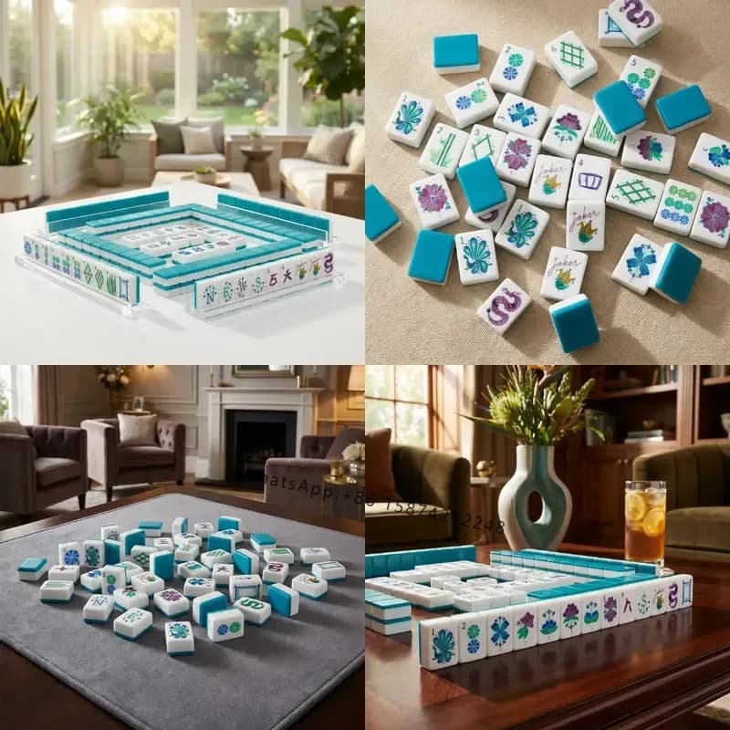 Transparent Acrylic Custom American Mahjong Tiles USA Style Mahjong Set OEM Middle Layer Logo Trending Instagram Portable