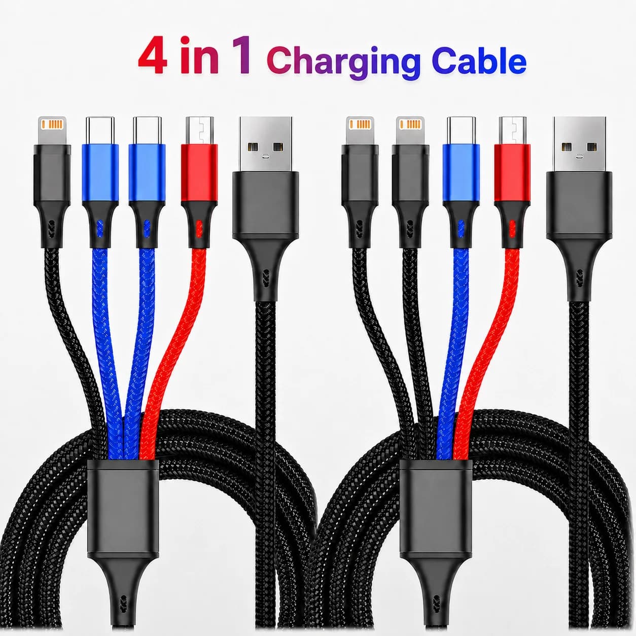USB cable 3 in 1 / 4 in 1 Type C Micro USB for iPhone Samsung Huawei Xiaomi Multiport charging cable