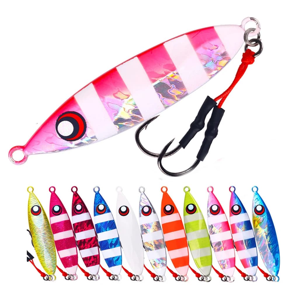 1 pz/Esca Dura Luminosa per Slow Pitch Jigging, Esca Dura in Ferro per Pesca a Traina, Attrezzatura da Traina 40g 60g 80g 100g 120g 180g 250g