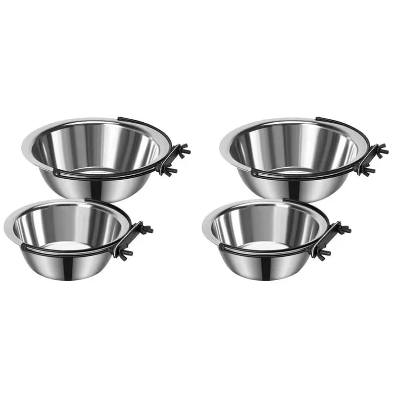 AB66-Dog Bowls, Dog Bowl For Crate, 4 Pack Pet Food Water Bowl Dog Bowls For Cage Hanging Non-Spill Feeder Bowls
