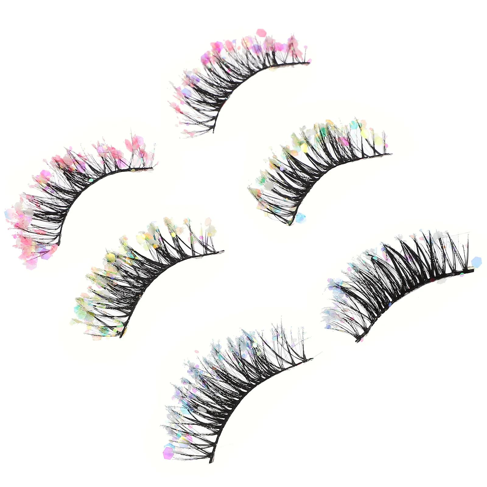 Confezione da 3 paia di ciglia finte individuali, design glitterato, ciglia finte corte dall'aspetto naturale per donne, occasioni speciali, compleanno, balli