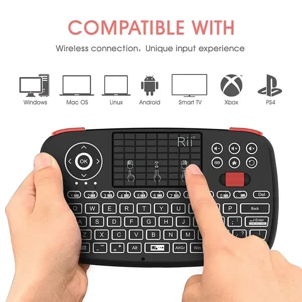Tastiera i4 Mini Wireless Bluetooth Dual Mode con touchpad, tastiera portatile retroilluminata con 2.4G