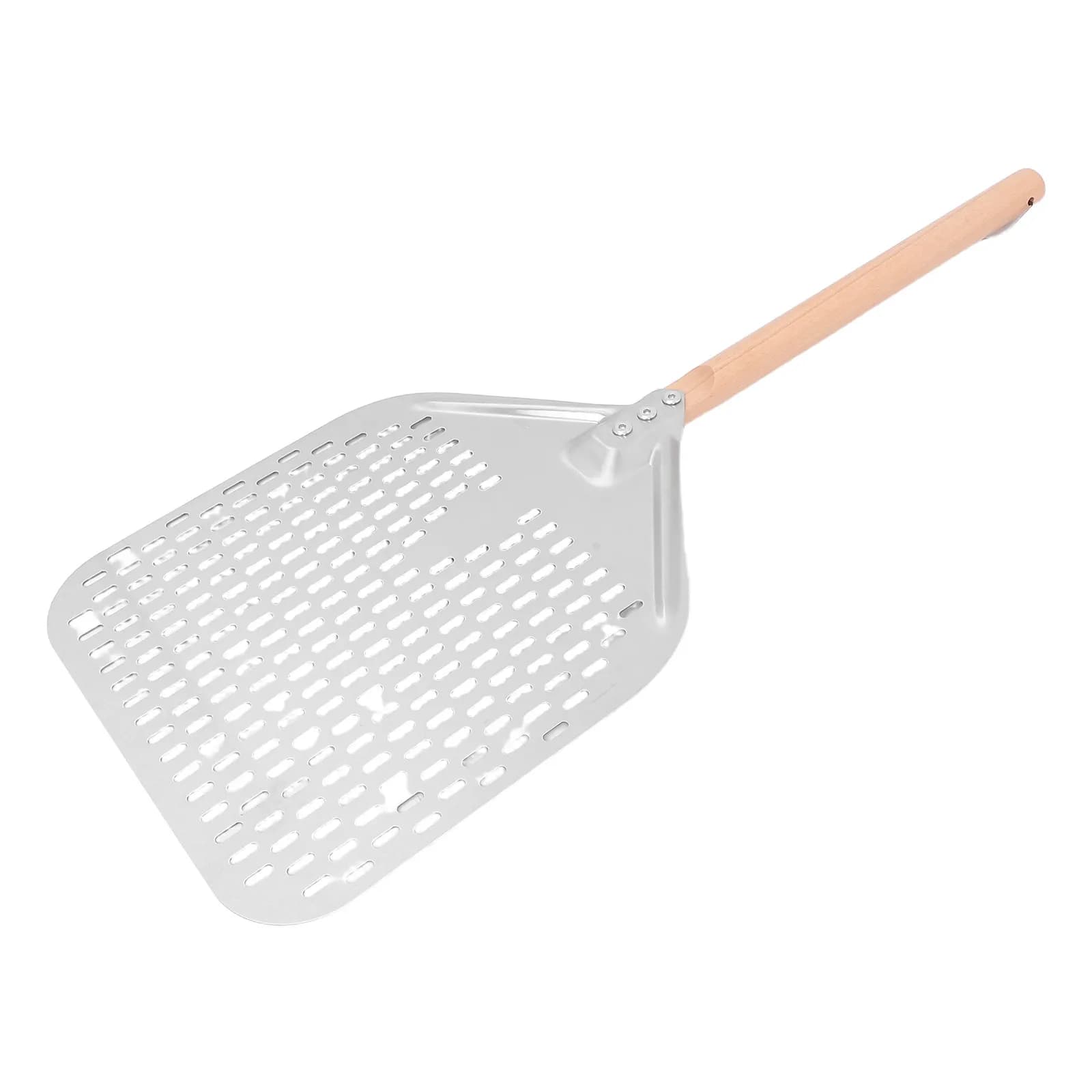 Pala per Pizza in Acciaio Inox Perforata con Manico Ergonomico Lungo, Design Antiaderente e Forato per Forno e Griglia da Esterno