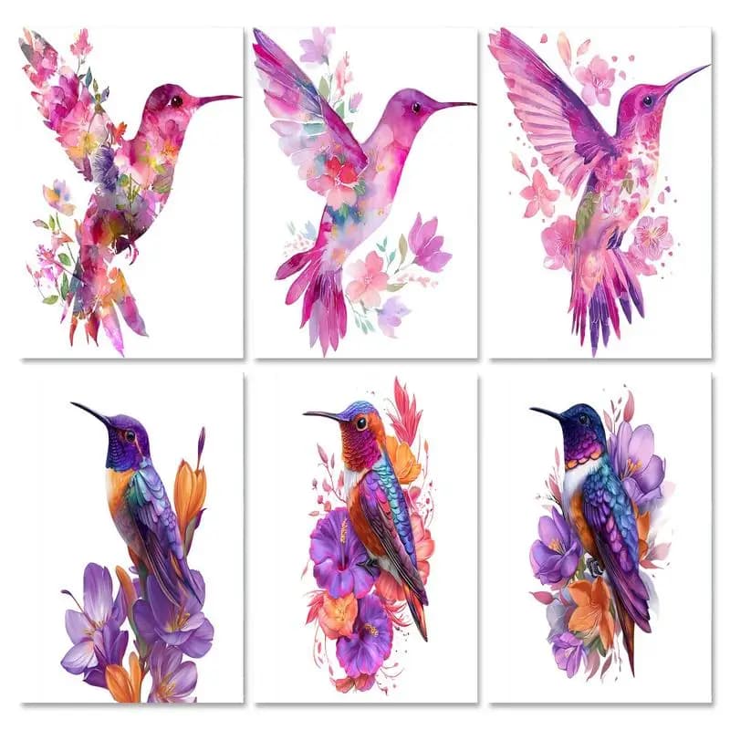 GATYZTORY Kit Pittura a Olio con Numeri, Cornice Inclusa, Fiori e Uccelli, Set Fai da Te per Casa e Giardino, Quadro da Disegnare, Regalo Personalizzato