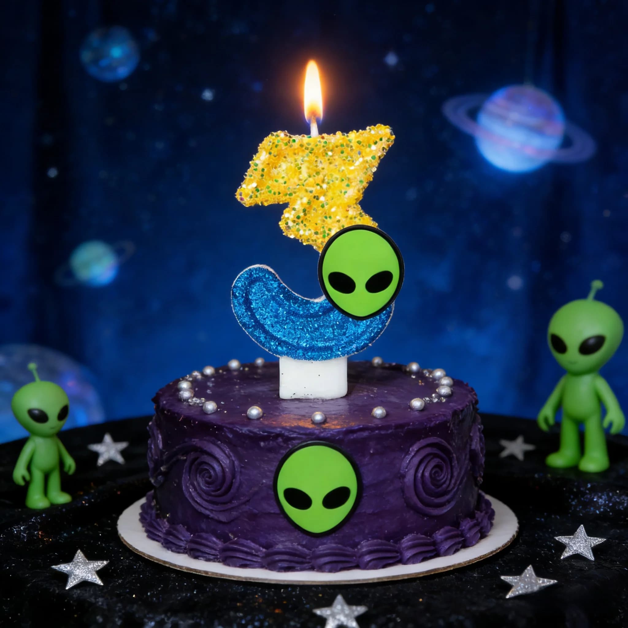 Candela a Forma di Astronauta Alieno Numero 0-9, Decorazione per Torta di Compleanno, Topper per Torta di Compleanno a Tema Alieno, Decorazione per Baby Shower, Regalo