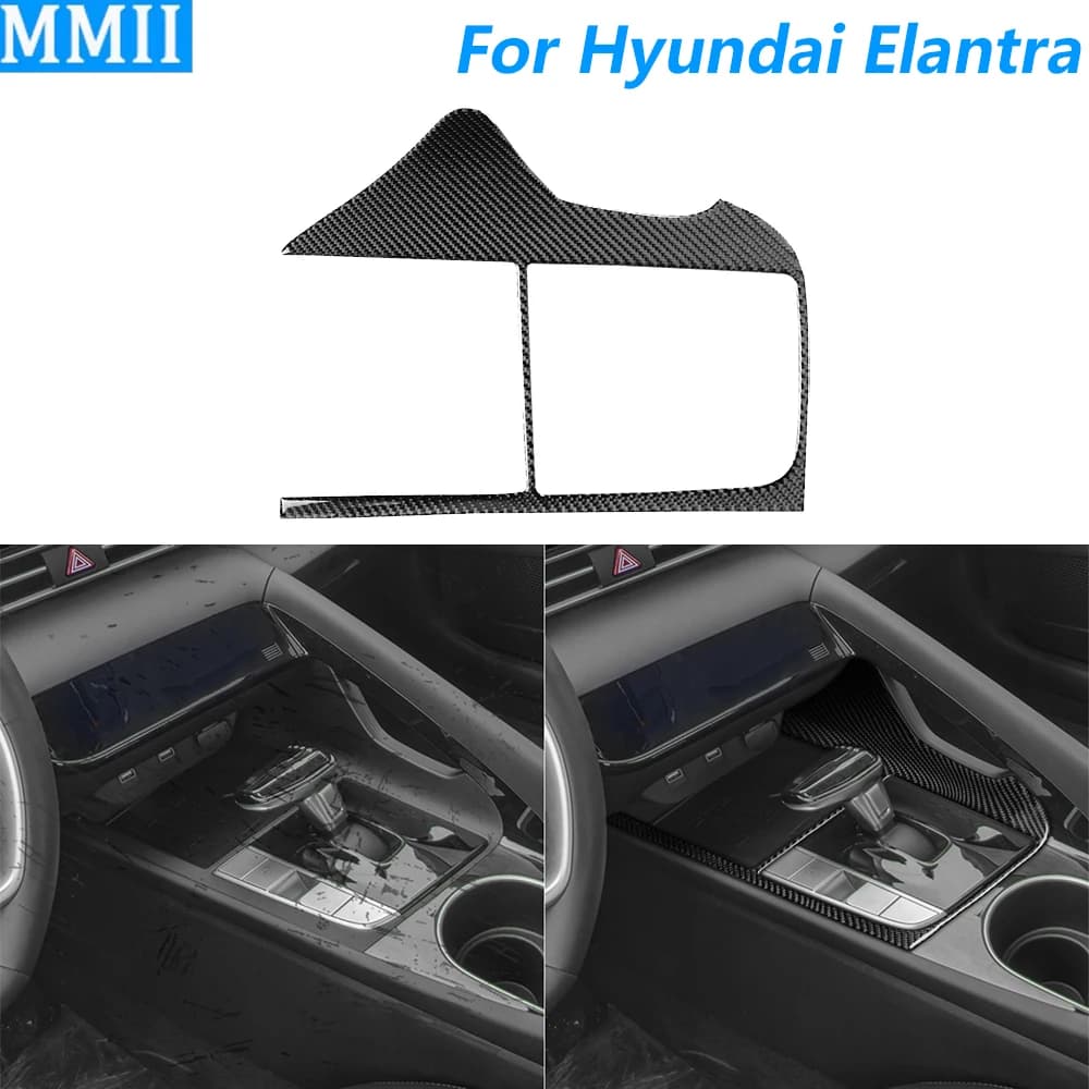For Hyundai Elantra CN7 2021-2026 Carbon Fiber Central Control Gear Shift Frame Panel Cover Decorative Car Accessories Sticker