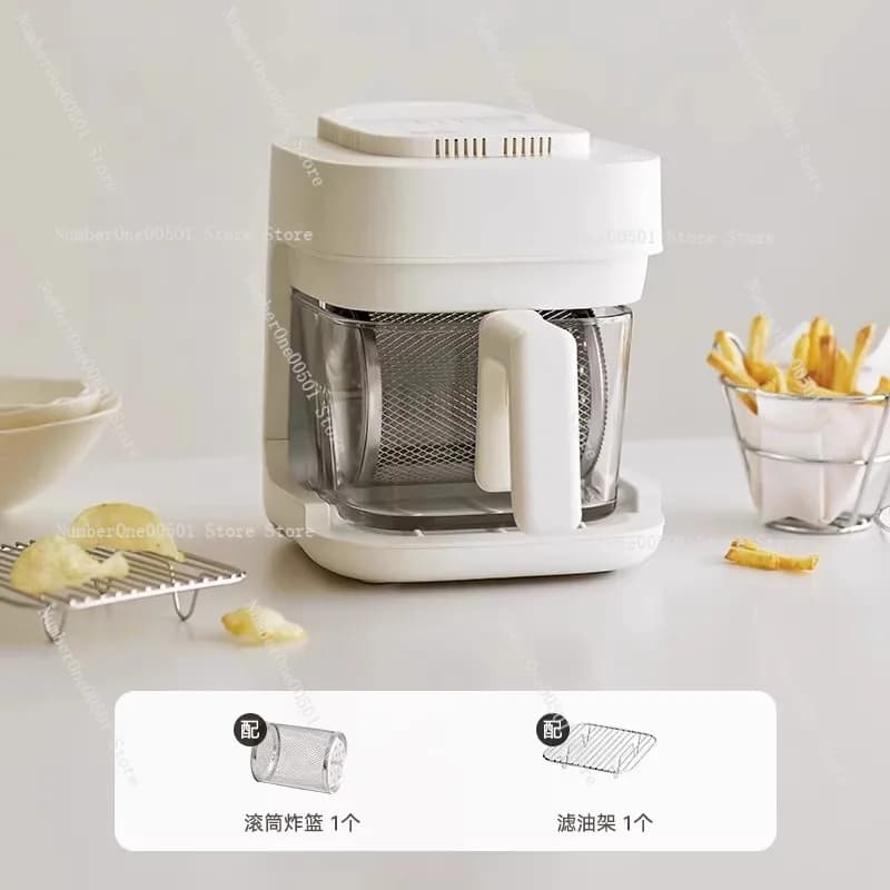 Friggitrice ad aria con finestra in vetro, multifunzione, intelligente ed elettrica, senza bisogno di girare il cibo