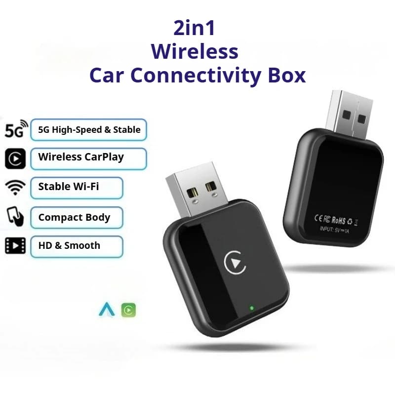 2in1 Wireless CarPlay Android Auto Adapter Smart Mini AI Box USB Dongle Plug Play High Quality Car Accessory Intelligent System