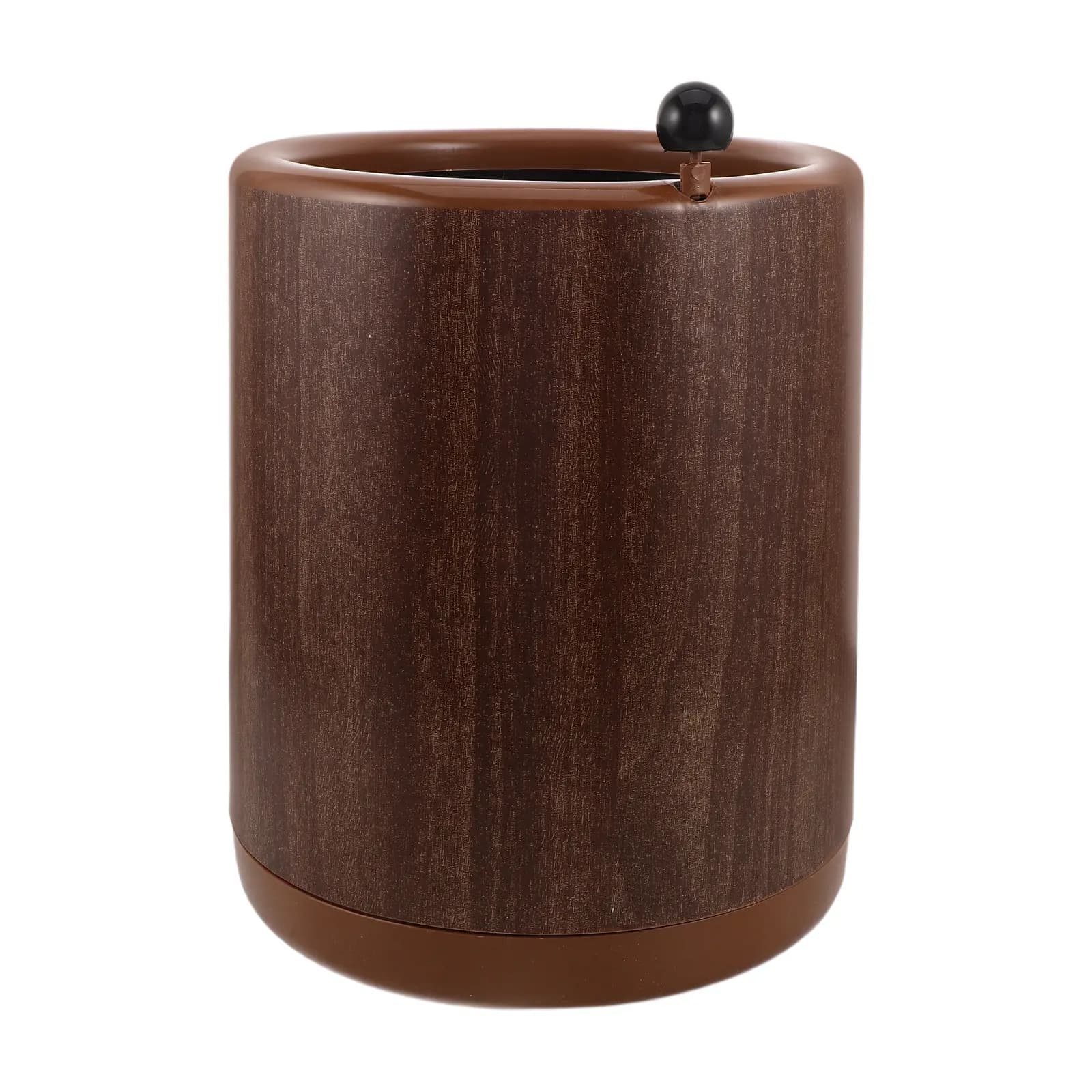Imitation Wood Grain Round Open Top Trash Can for Bathroom Kitchen Office Bedroom Vintage Faux Wood Wastebasket Modern Rustic