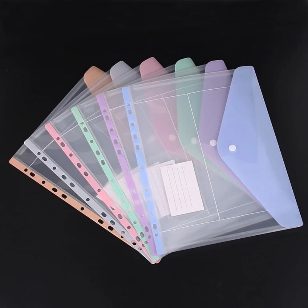 Borsa portadocumenti in plastica a 11 fori a fogli mobili Cartella trasparente a 3 fori + 6 tasche raccoglitore Custodia per documenti per forniture per ufficio e scuola