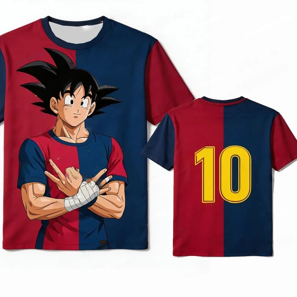 Summer 2026Dragon Ball Sun Wukong "Barca Football No. 10" Themed 3D Print Breathable Quick-drying T-shirt