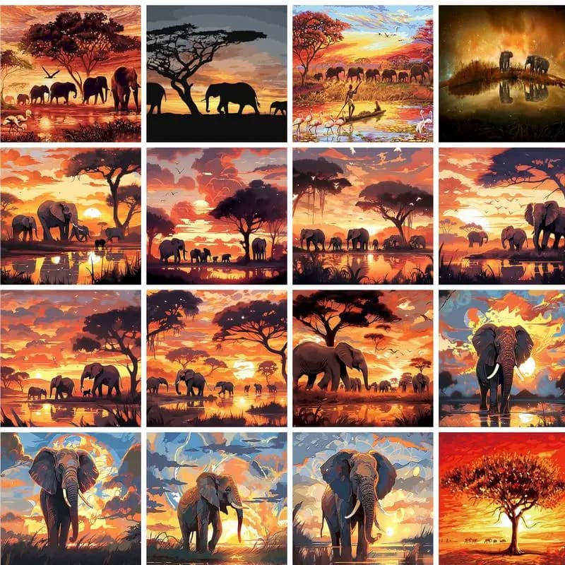 GATYZTORY Frame African Elephant diy painting by numbers animal modern wall art picture acrylic paint unique gift for home decor