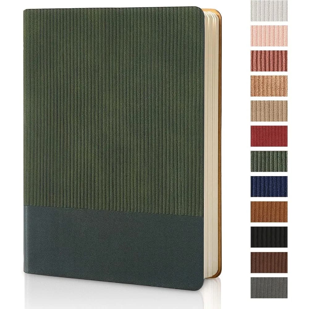 Lined Journal Notebook for Work College Ruled Notebook 5.79" x 8.27" A5 PU Leather Daily Journaling Notebook 216 Pages for Women Men Daily Writing Business School Travel Gift (Dark Green)