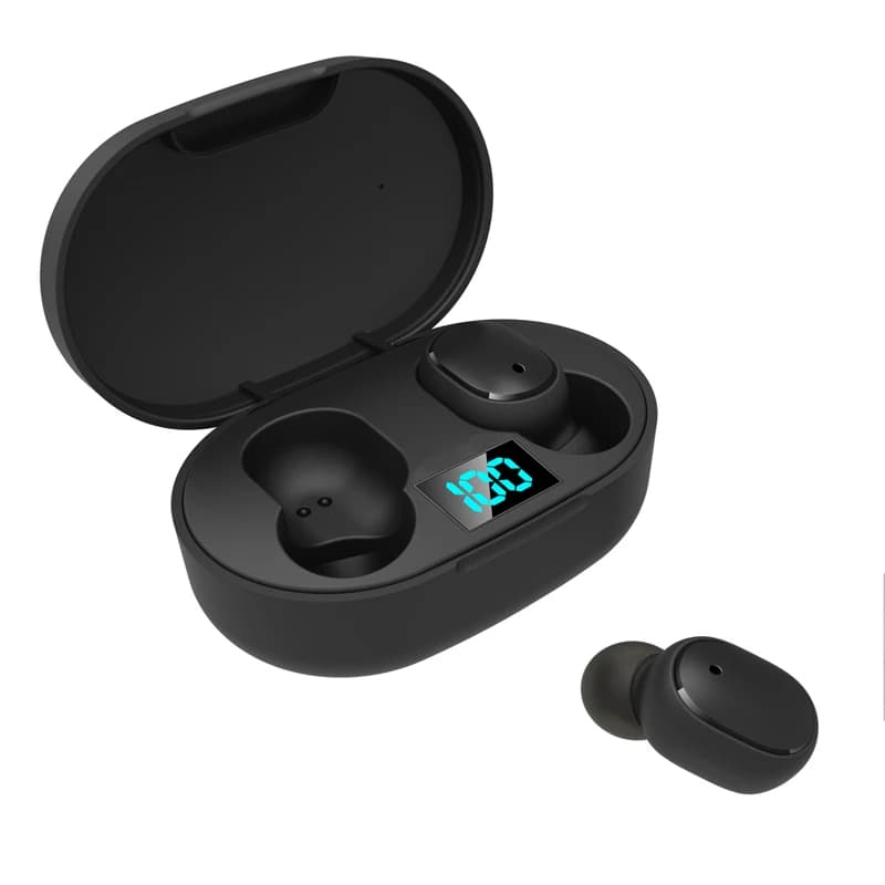 Bluetooth Mini TWS headphones with E6S LED display, compact charging case, HD microphone, combination in one step, light, daily transport 150 mAh