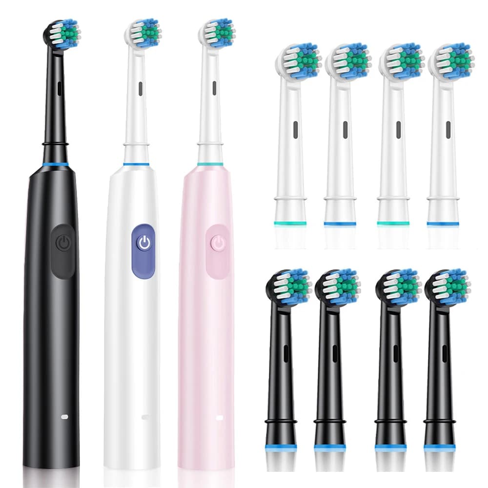 Smart Rotating Timing Electric Toothbrush, Rechargeable Rotary Toothbrush with 4 Heads, 5 Modes Setting Teeth Whitening Oral Car