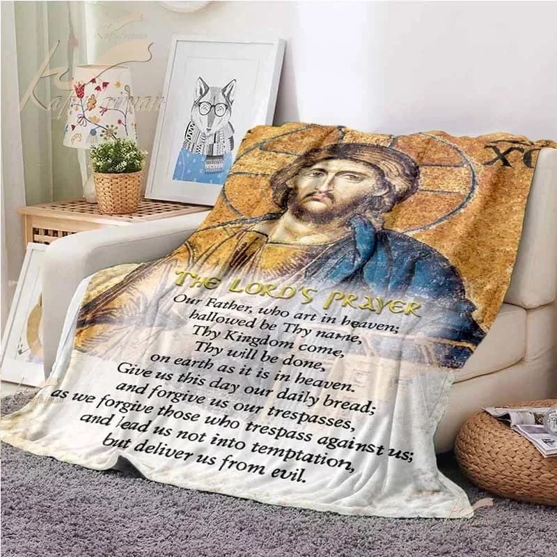 Coperta da tiro Bibbia Esus Religion Il Signore Preghiera Peluche Coperta morbida e accogliente per divano, sedia, letto, plaid, regali souvenir religiosi