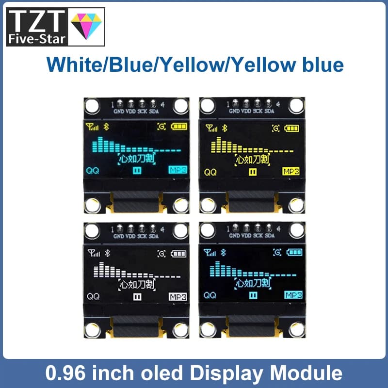 Modulo display OLED bianco seriale oled IIC da 0,96 pollici 128X64 I2C SSD1306 12864 Scheda schermo LCD GND VDD SCK SDA per Arduino