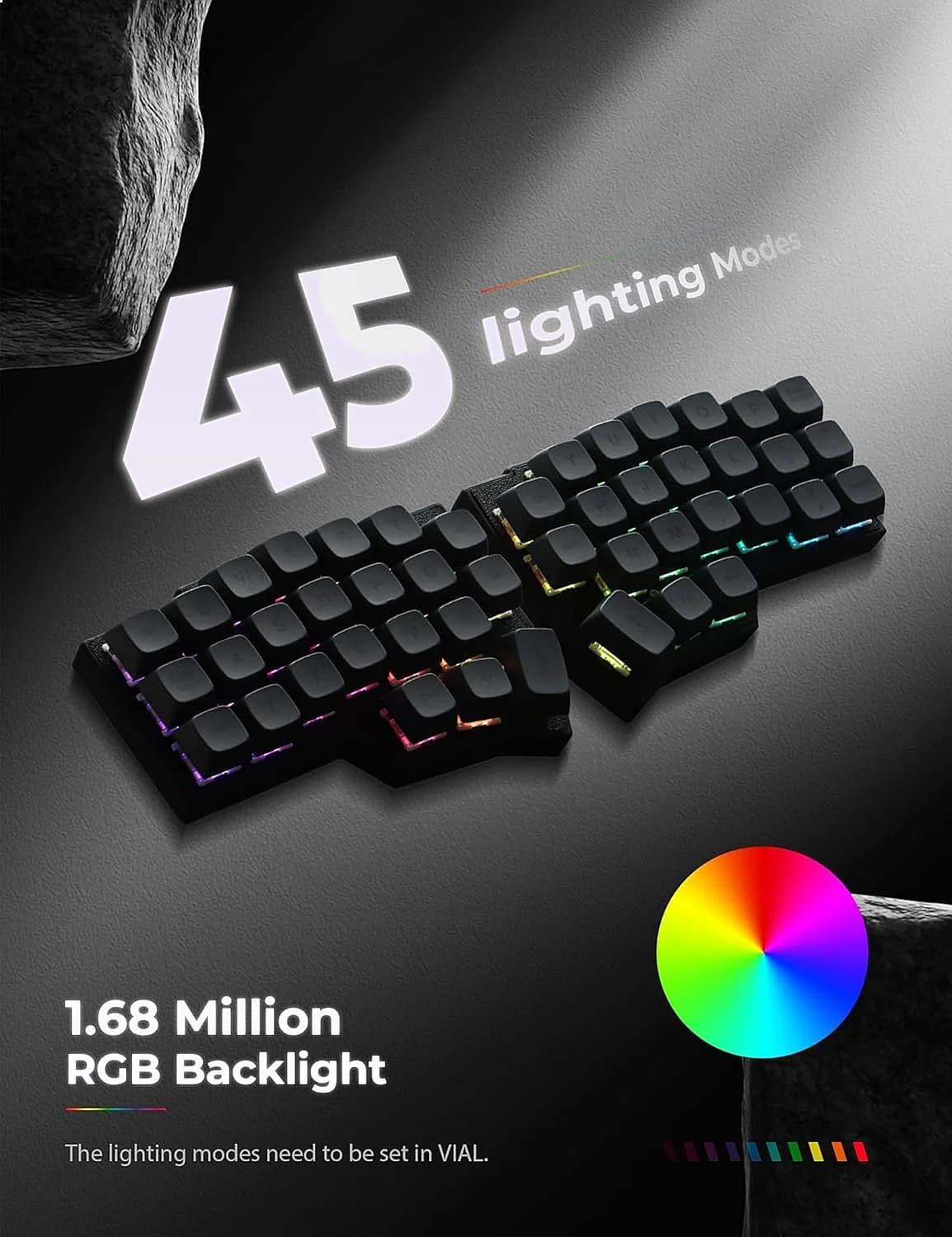 CORNE V4.1 Wired Split Mechanical Keyboard 40% Layout 3x6 Ergonomic QMK/Vial Hot-swap RGB 2.4G Dongle Gaming