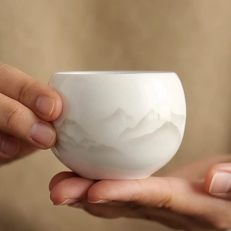 Suet giada porcellana bianca tazza da tè tazza principale tazza singola tazza da tè per la casa grande tazza da tè in ceramica da uomo tazza regalo di fascia alta