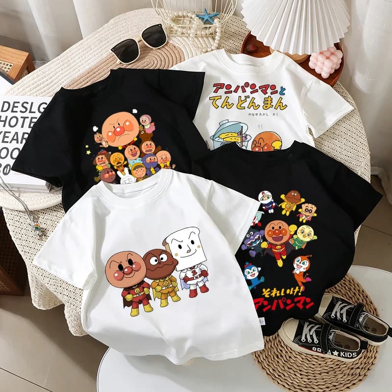 T-shirt Anpanmann per Bambini Estate 2026 Manica Corta Stampa Cartone Animato Casual Maglietta per Ragazzi e Ragazze Top Camicie da Uomo T-shirt da Donna