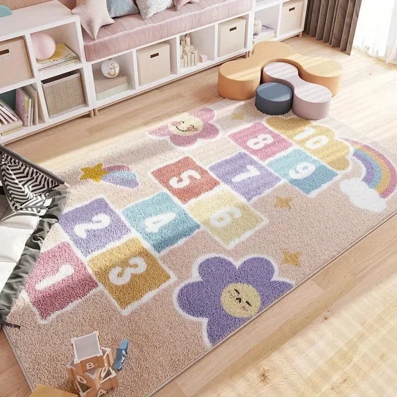 Tappeti moderni per la camera dei bambini Divani del soggiorno Decorazione della casa Tappeto soffice Tappeto da salotto lavabile Tappeti per camera da letto con falegnamelle