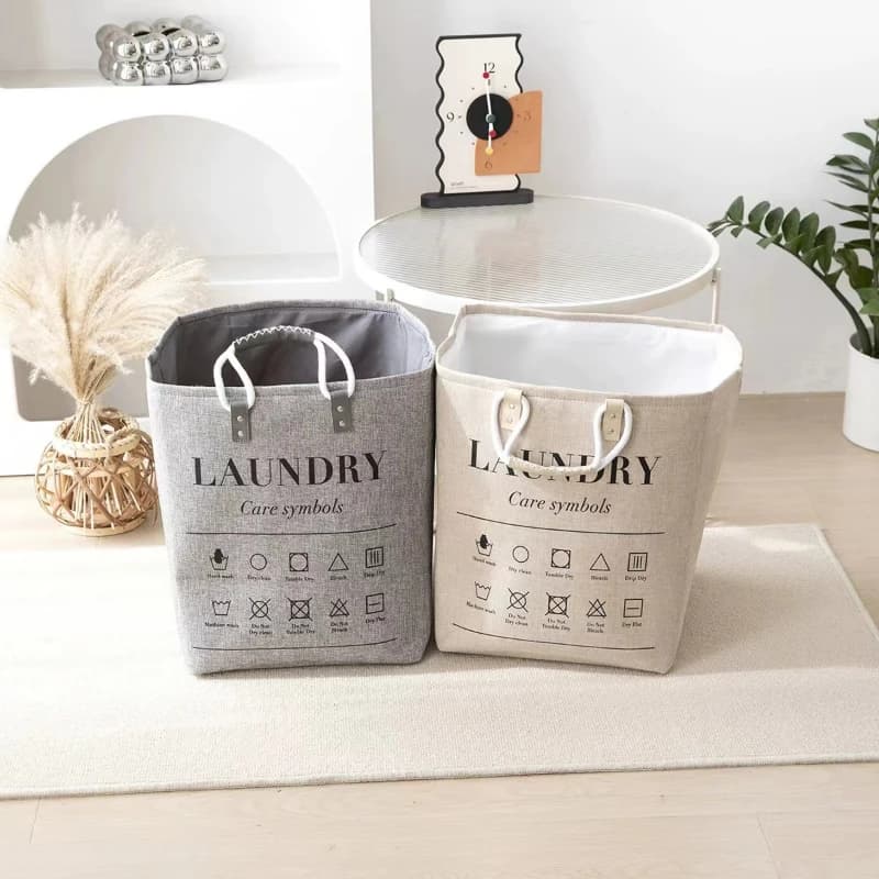 Nordic Linen Foldable Handheld Laundry Basket, Portable Travel Packing & Shopping Bag for Dirty Clothes
