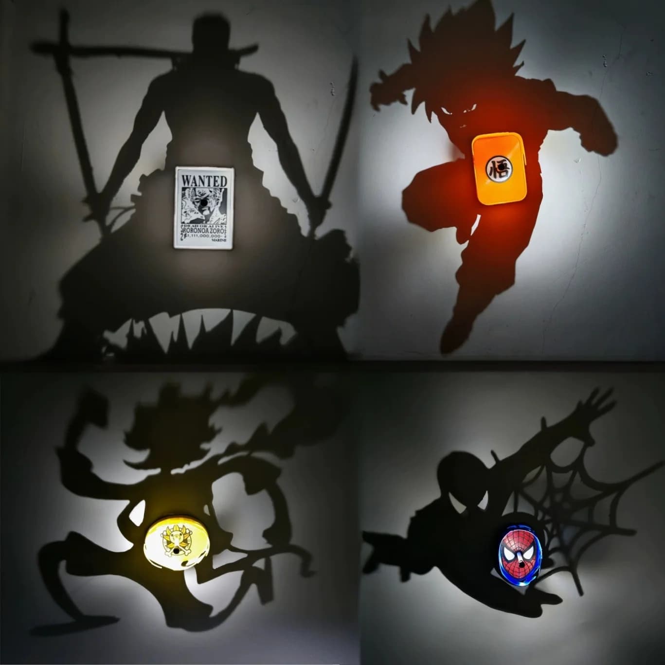 Lampada Proiettore Anime Luffy Son Goku Zoro, Luce Notturna Creativa per Atmosfera, Regalo Sorpresa per Amici e Migliori Amici