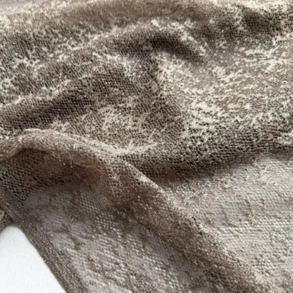 Pearlescent Brown Lace Embroidered Mesh Fabric Fishing Net Skirt Wedding Dress Diy Sewing Clothing Designer Fabrics Cloth