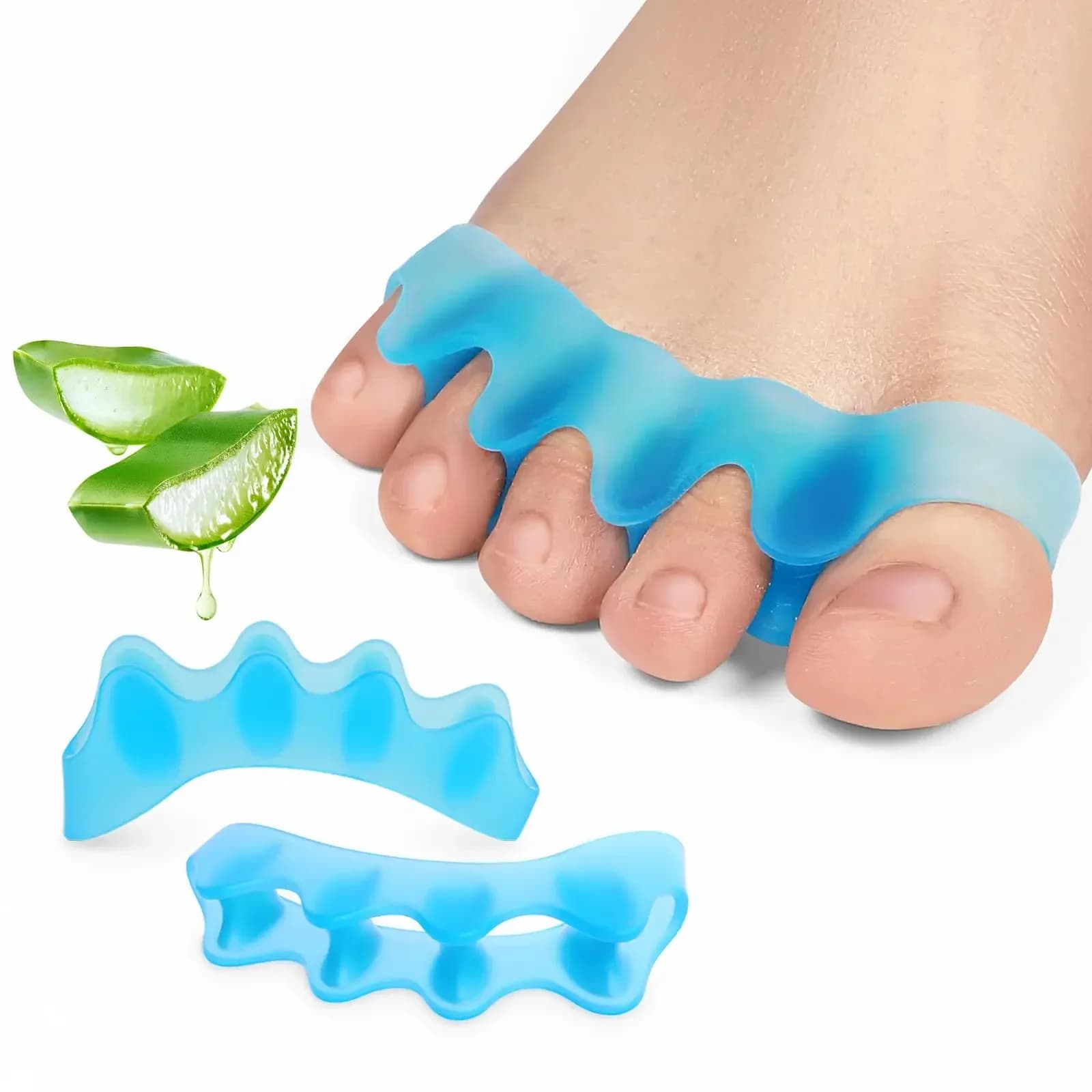 Silicone toe separators that correct toe valgo and restore toe fingers Spalmats for toe of feet Raddrizer for overlapping toe Tool for foot care