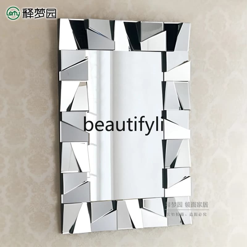 Specchio decorativo tridimensionale in stile nordico Specchio per il trucco del bagno d'ingresso Specchio per il trucco da pavimento
