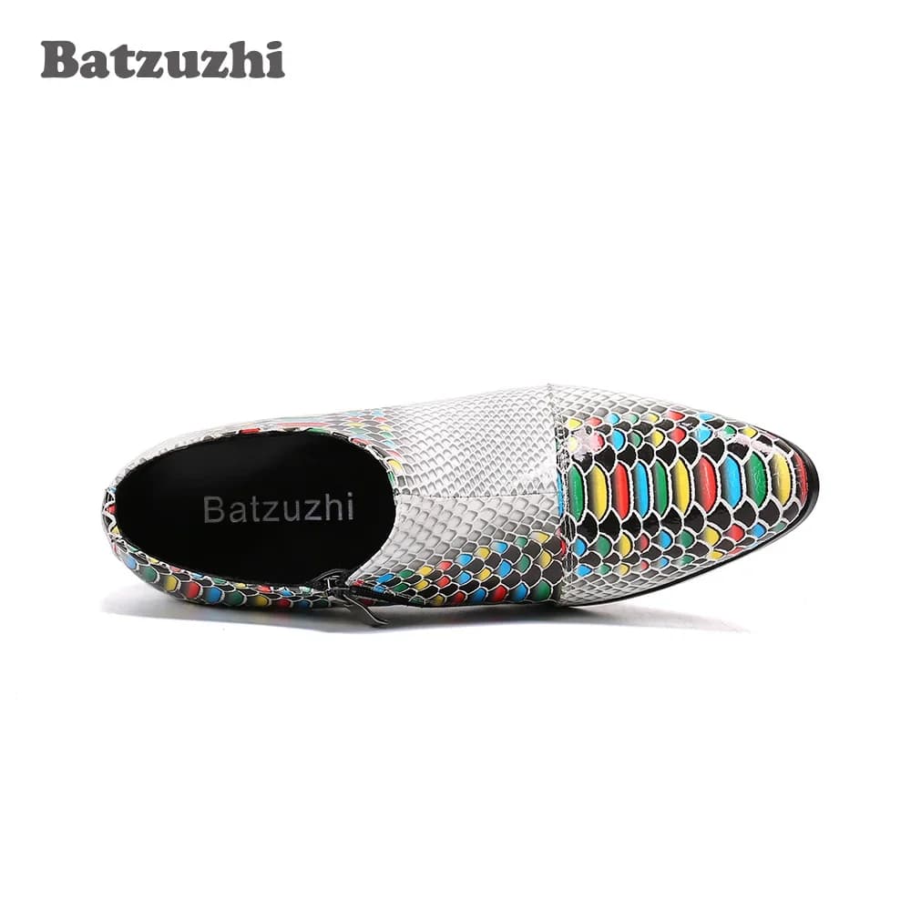 Batzuzhi Men's Ankle Leather Shoes 6,5 cm High heel Elegant men's leather shoes Pointe Color Business, Party and Wedding Chaussu