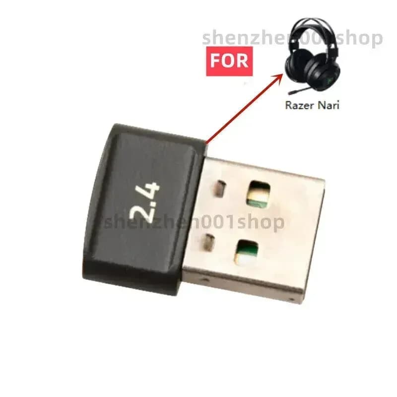 USB dongle receiver for wireless gaming headphones Razer Nari mounted on the head RC30-026801