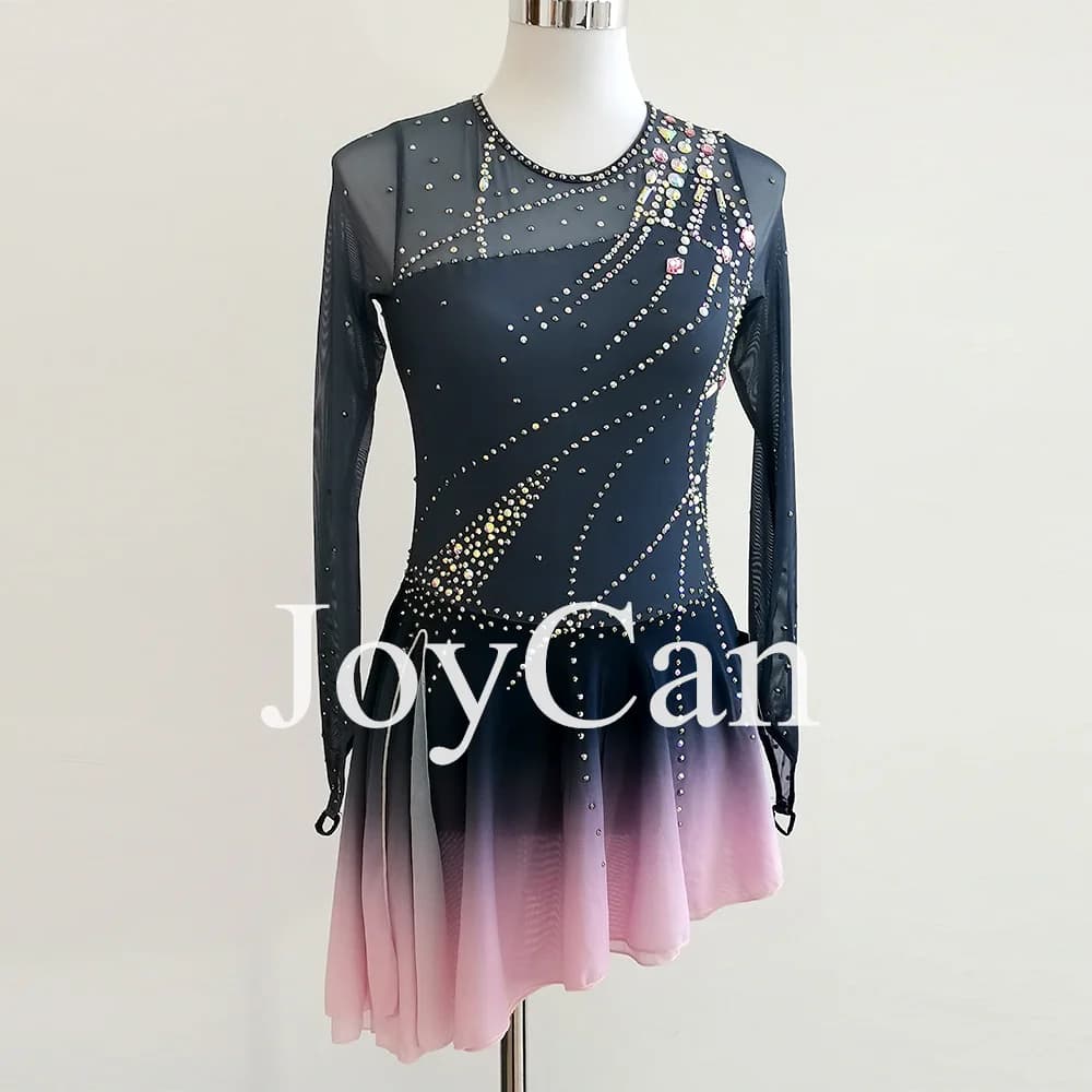 JoyCan Nuovo design professionale adorabile vestito da pattinaggio su ghiaccio gonne in rete elastica increspato inserto per bambini BD7105
