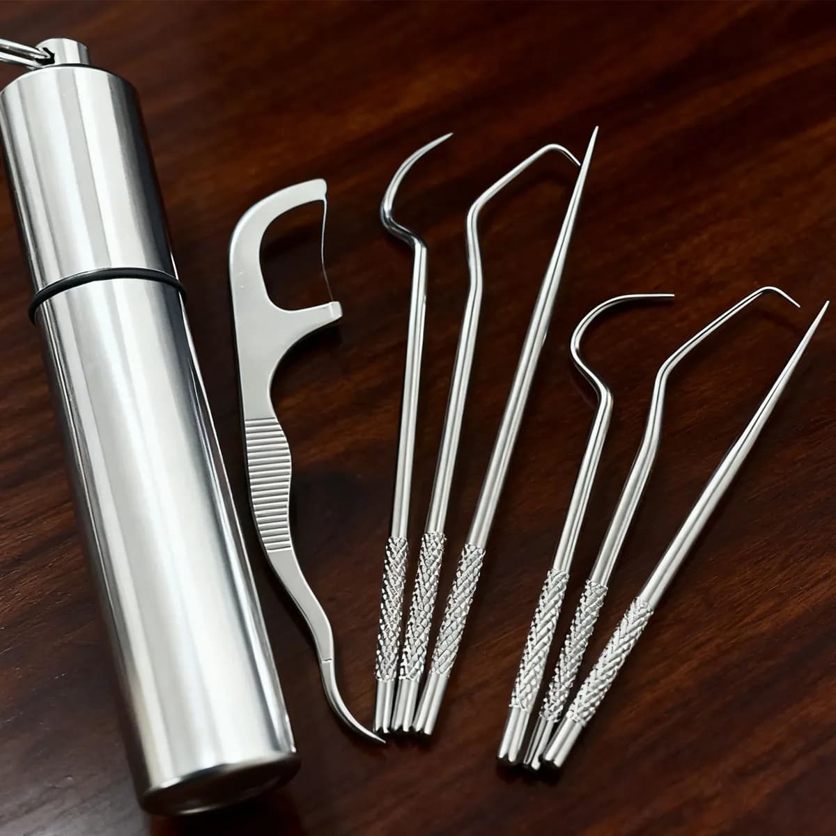 Set Portatile di Stuzzicadenti, Set di Uncini Interdentali, Strumento per Pulizia e Riempimento Dentale, Ago per Filo Interdentale Portatile