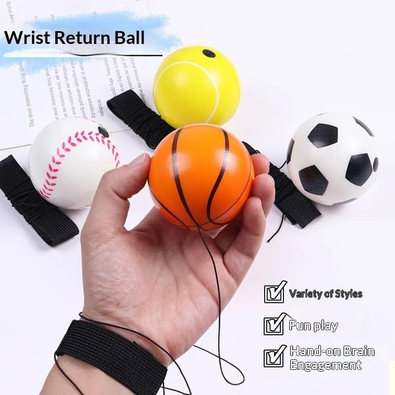 Palla Rimbalzante da Polso Generica per Bambini, Giocattolo Sportivo con Elastico per Allenamento di Basket, Calcio, Tennis, Baseball, per Uso Interno ed Esterno