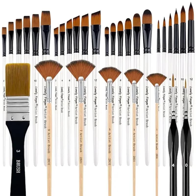 MACH-Nylon Bristle Paint Brushes Set-For Artists For Acrylic, Oil, Watercolor Painting(32Pcs)