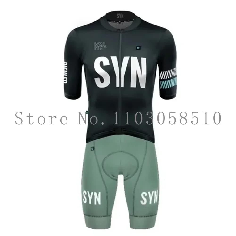 Summer Unisex summer short sleeve suit 2024 SYN short sleeve cycling Jersey and gel shorts Triathlon Suit Mtb