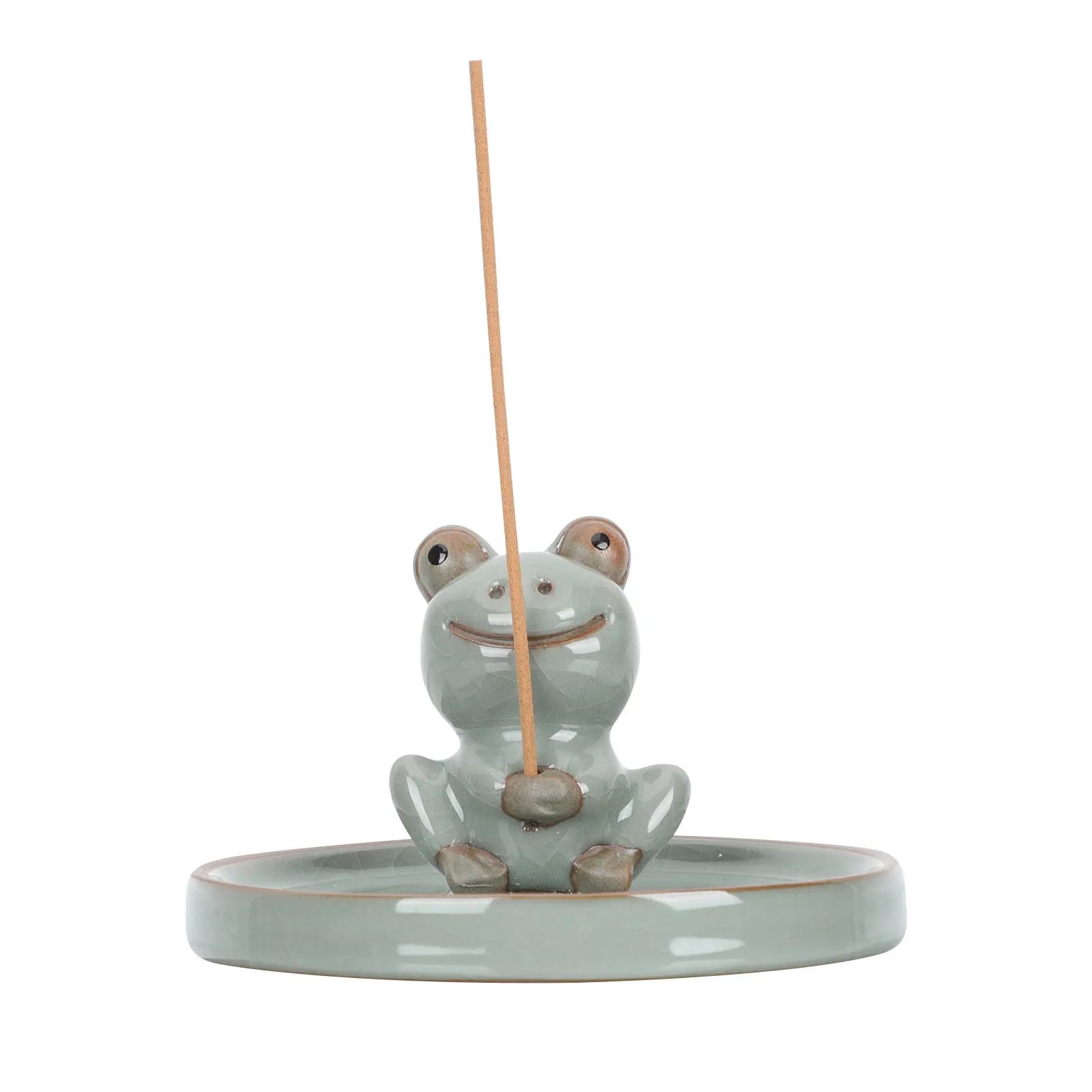 Incense Holder Frog-Shaped Fine Polished Desktop Decoration Incense Stick Burner Ceramic Tea Pet Office Adornment