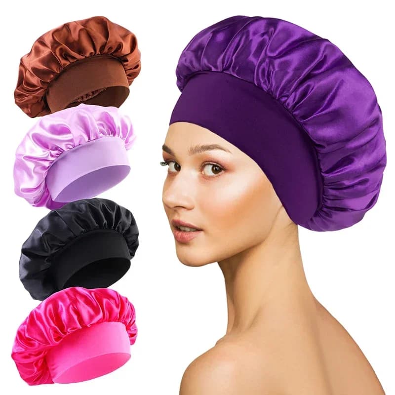 1 pz soft silk satin lined hood large satin hood for home sleeping head for shower enveloping cover for hair for long hairdresser tool