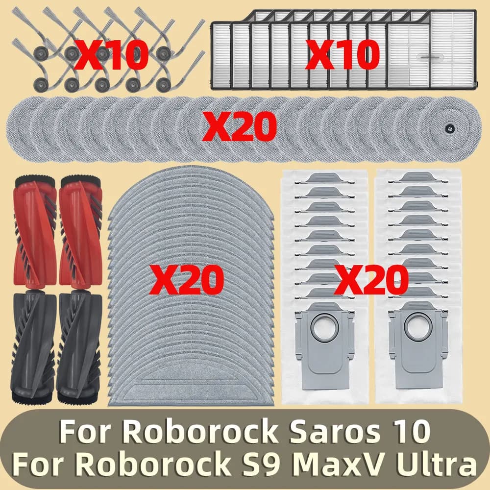Fit For ( Roborock Saros 10 / S9 MaxV Ultra / G30) Main Roller Side Brush Filter Mop Pad Dust Bag Replacement Accessories