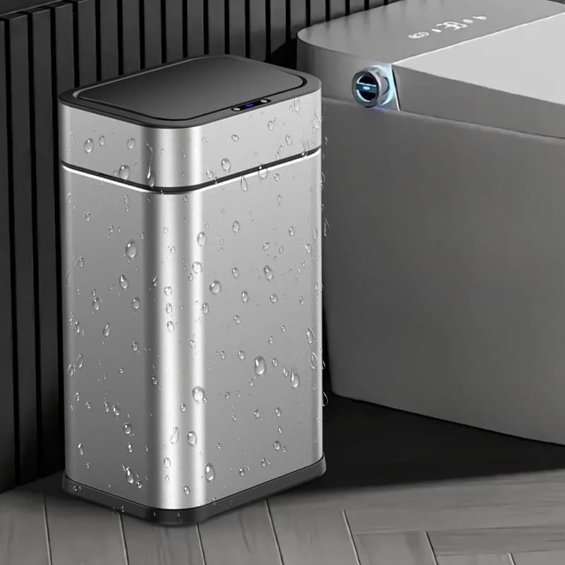 Large Capacity Stainless Steel Sensor Trash Can, Public Area Motion Sensor Waste Bin, Mobile Floor Garbage Container