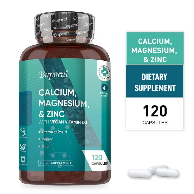 Calcium, magnesium, zinc and vitamin D - Strengthen bones, teeth, heart, nerves, immune system functions supplements